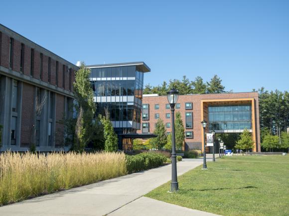 The Ely Campus Center with University Hall in the background