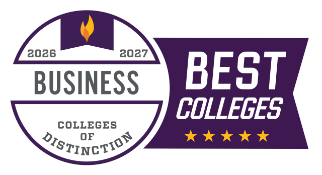 Colleges of Distinction 2026-2027 Best Colleges Business badge.